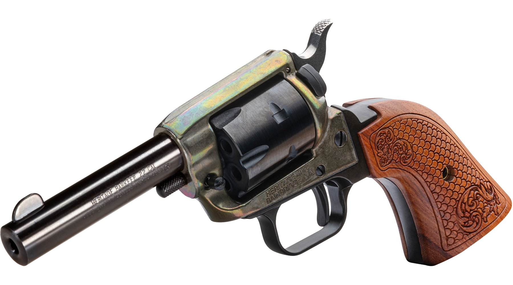 Heritage Barkeep™ Custom Scroll Wood Grips 3 in