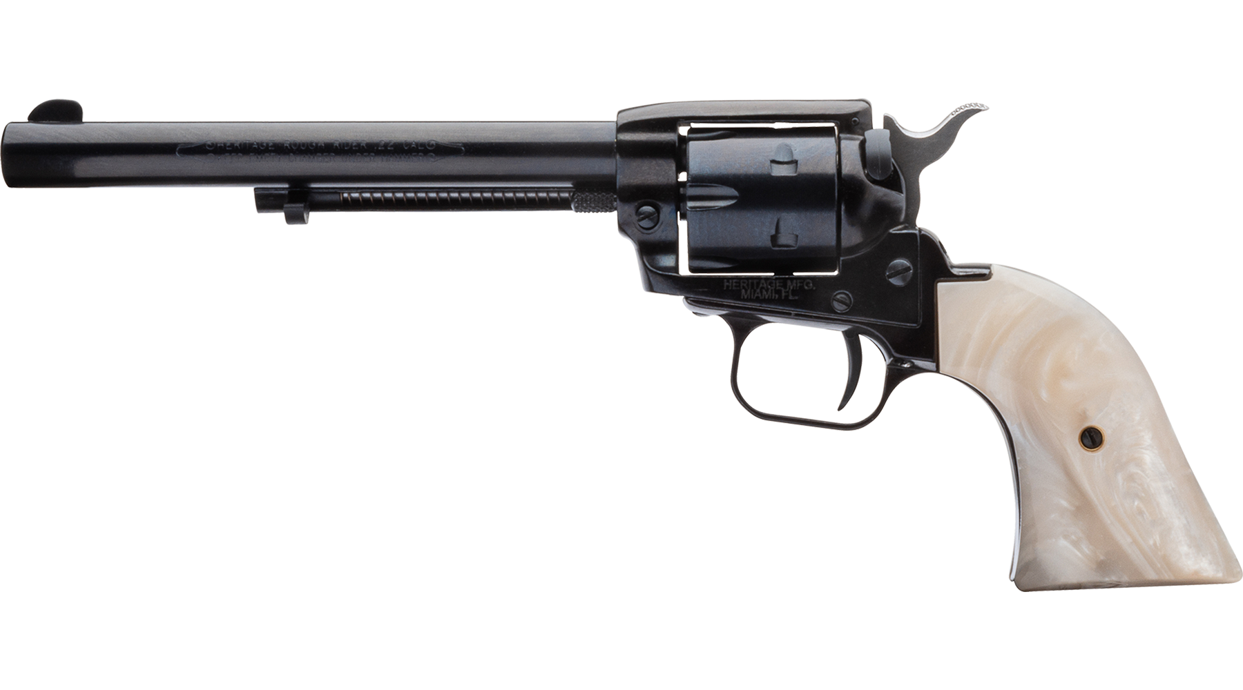 6.5" Rough Rider® .22 LR / .22 WMR Black Standard White Pearl