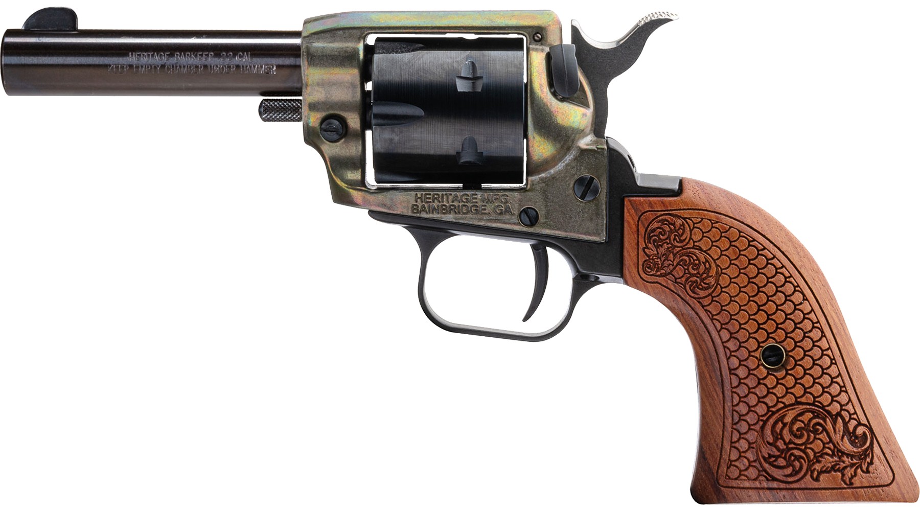 Heritage Barkeep™ Custom Scroll Wood Grips 3 in